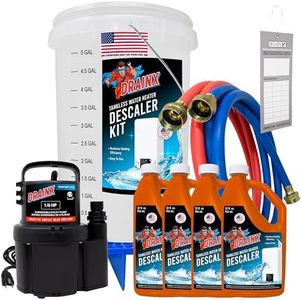 DrainX Tankless Water Heater Flush Kit with 4 Quarts of Eco Friendly and Powerful Liquid Descaling Solution for 4 Uses, 5 Gallon Bucket and 1/6HP Extra Strength Pump