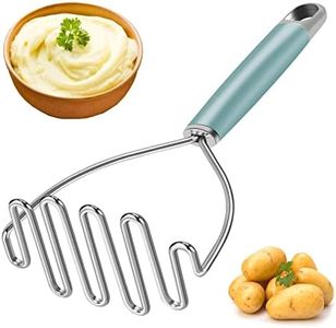 BEIYA Potato Masher, Premium Masher Kitchen Tool, Heavy Duty Potato Masher Stainless Steel, Metal Wire Mashed Potatoes Masher for Mashing Avocado, Bean, Vegetables, Food, Dishwasher Safe- Aqua Sky