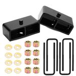 2" Rear Leveling Lift Kit for 1988-1999 Chevy GMC K1500, 2 inch Raise Blocks & U-bolts Set for 1995-1999 Tahoe Suburban 1500, 1999-2020 Chevy Silverado 1500 GMC Sierra 1500, Set of 2