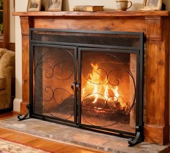 Fire Beauty Decorative Fireplace Screen, Metal Mesh Safety Guard for Indoor Fireplaces