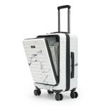 THE ASSEMBLY Hard Shell Spinner Cabin 4 Wheels Trolley Bag With Laptop Compartment (55 Cms) - Premium Polycarbonate Luggage With In-Built Tsa Lock & Usb Port For Flight Travel-Stark, White