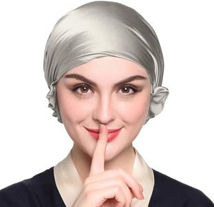 LilySilk Silk Bonnet for Sleeping Womens Sleep Cap 100% 19MM Mulberry Silk for Long Curly Hair Adjustable Stretchy Silvergray