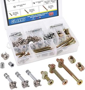 Glarks 125Pcs 3-in-1 Furniture Connection Assortment Kit, Hex Socket Cap Screws & Cam Fitting & Dowel and Pre-Inserted Nut & Barrel Nuts for Crib, Wardrobe Splicing, Cabinet Drawer and Chairs