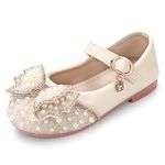 Kivors Toddler Girls Mary Jane Princess Ballet Flats Shoes School Party Dress Shoes White