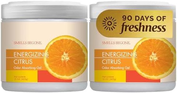 SMELLS BEGONE Air Freshener Odor Absorber Gel - 15 oz, Pack of 2 - Absorbs and Eliminates Odor in Pet Areas, Bathrooms, Cars, & Boats - Made with Essential Oils - Energizing Citrus Scent