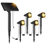 Quntis Solar Spot Lights Outdoor 4-in-1 Solar Landscape Lighting Dusk to Dawn Solar Uplights IP65 Waterproof Outdoor Solar Lights for Yard, Garden, Lawn, Plant, Tree, Path, Warm White