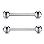 PEAKLINK G23 Titanium Nipple Barbell Nipple Rings Nipple Bars Straight Bar Body Jewelry Barbell Eyebrow Internally Threaded Tongue Piercing 12 14 16G, Metal