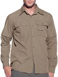 EKLENTSON Men's Climbing Shirt Long Sleeve Quick Dry Fishing Convertible Shirt with Inner Mesh Khaki,Khaki,Medium / Tag M