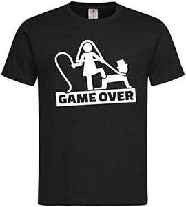 Camiseta Despedidas de Solteros y Solteras. Game Over. Diferentes Modelos, Colores y Tallaje. Despedidas locas. (Negro, M)