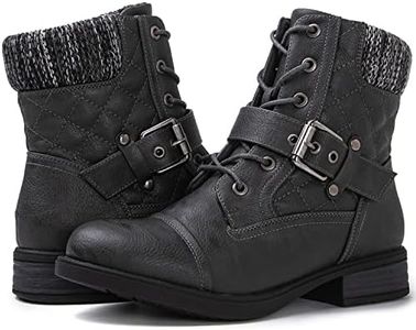 GLOBALWIN Women's Ankle Booties Fashion Combat Boots, 2102grey, 9