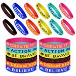 ASTARON 24 Pcs Motivational Silicone Wristbands Stretch Inspirational Rubber Bracelets for Men Women, 6 Styles