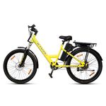 Motovolt KIVO Easy Extended Carrier Electric Cycle | Standard Normal Range | Range up to 45 Kms in Pedal Assist Mode | Electric Bicycle - Neon