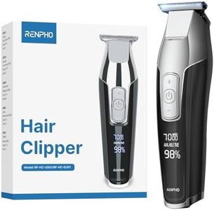 RENPHO Cordless Hair Clippers for Men, Beard Trimmer with LED Display, 4-Speed Hair Trimmer for Men, 0.15mm Professional Barber Clippers, Hair Cutting Kit, 100-240V for Global Travel