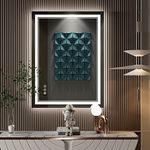 ISTRIPMF 32 x 24 Inch LED Bathroom Mirror, Front Light and Backlit Anti-Fog Dimmable Memory Lighted Vanity Mirror, Shatterproof Wall-Mounted Led Mirror for Bathroom