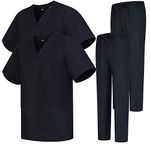 MISEMIYA - Pack * 2 Pcs - Uniforms Unisex Scrub Set – Medical Uniform with Scrub Top and Pants - Ref.2-8178 - Medium, Black 68