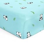 Cotton Baby Crib Fitted Bed Sheets for Cot | Organic Twill Fabric Baby Bedding for New Born, Infants, Toddlers | 55"x28" Pack of 1 | The White Cradle - Blue Panda