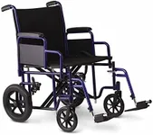 Medline Heavy Duty Transport Chair supports up to 500 lbs., Bariatric Transport Wheelchair, 22" x 18" seat, Blue Frame