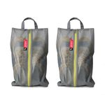 pack all Water Resistant Shoe Bags for Travel, Storage Organizer Pouch with Zipper, Multi-Color for Men Women (2 Pack Grey)