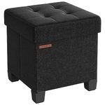 SONGMICS Storage Ottoman, Bedroom Bench with Storage, Foot Stool, 15 x 15 x 15.7 Inches, Ink Black ULSF014B01