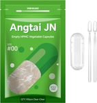 Empty Capsules, AngtaiJN 100 Count Clear Vegetarian Capsules, Size 00 DIY Pill Capsules Filling Empty Caps with Micro Lab Spoon, Kosher, ISO9001, Gluten Free, Halal Certified, Non-GMO Certified