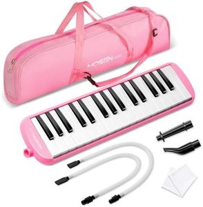 MOSEN 32 Keys Melodica Instrument, Air Piano Keyboard Pianica Soprano Melodica with 2 Soft Long Tubes, Short Mouthpieces, Pink