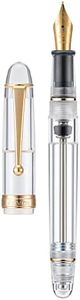 Asvine V126 Vacuum Filling Fountain Pen Medium Nib, Transparent Clear Acrylic, Large-Capacity with Gift Case