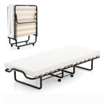 DORTALA Folding Bed w/Memory Foam Mattress, Rollaway Metal Guest Bed with Super Sturdy & Heavy Duty Metal Frame, Portable Folding Bed Cot for Home & Office, Easy to Assemble