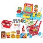 RareFind trove Interactive Electronic Cash Register Toy Set | Shopping Cart, Scanner, Calculator, & Credit Card | Pretend Play Supermarket