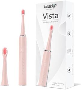 beatXP Vista Sonic Electric Toothbrush for Adults with 2 Brush Heads & 5 Cleaning Modes | Rechargeable Electric Toothbrush | 30000 strokes/min with Long Battery Life (Pink)