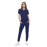 Natural Uniforms Ultra Stretch Form Fitting Womens Scrub Set (True Navy Blue, Small)