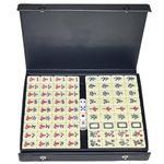 Travel Mini Mahjong Set, Portable 144 Tiles Acrylic Material Mah-Jong 4 Dice 0.78IN/2CM, Traditional Chinese/Japanese Mahjong Game, Family Game for 4 Players Ages 15 and Up [專業麻將]