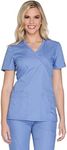 Cherokee Women's Workwear Core Stretch Mock Wrap Scrubs Shirt Medical, Ciel, S
