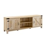 Walker Edison Georgetown Modern Farmhouse Double Barn Door TV Stand for TVs up to 80 Inches, 70 Inch, White Oak