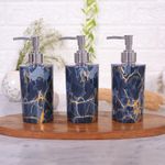 Shenron Refillable Liquid Soap Dispenser. Unbreakable Plastic Dispenser for Sanitizer Lotion Shampoo. Handwash Bottle for Kitchen, Bathroom, Shower, Wash Basin, Sink - 250ML (Grey Marble, Pack of 3)