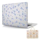 HLAAJJX Laptop Case Compatible with New MacBook Pro 13 inch 2020 2019 2018 2017 2016 A1706 A1708 A1989 A2159 A2251 A2289 A2338, Color Printing Plastic Hard Case Cover & Cartoon Bag, Blue Floral