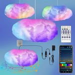 Lichaser RGB Cloud Led Lights with Power Supply and 2.4G Remote and Bluetooth APP, Cloud LED Light Changing Color into Rainbow Cloud, Lightning Cloud, Cool Cloud LED Lights for Wall Room Home