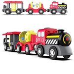 TOPLIVING Wooden Railway Track Accessories, Battery Operated Locomotive Train, Magnetic Railway Toy for Toddlers, Track Set, Suitable for All Major Brands Train Set