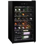 Russell Hobbs Undercounter Fridge 93 Litre/34 Bottle Freestanding Wine & Drinks Fridge Beer in Black LED Light, Drinks & Snacks Glass Door, Energy Efficient, 2 Year Guarantee RH34WC101B