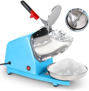 Advwin Shaved Ice Maker, 300W Electric Ice Crusher Dual Stainless Steel Shaving Blades, (65kg/Hr, 1400rpm), Suitable for Home and Commercial Use