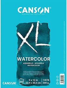 Canson XL Series Watercolor Pad, Heavyweight White Paper, Foldover Binding, 30 Sheets, 9x12 inch