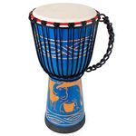 lotmusic Djembe African Drum Bongo Congo Stardard Size Mahogany Goatskin Drumhead (9", Blue)