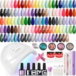 PHOENIXY 60 PCS Gel Nail Polish Kit - 36 Colors White Black Red Gel Nail Polish Kit with U V Light 48W Manicure Tools Gel Top Coat Gifts for Women Gel Nail Kit