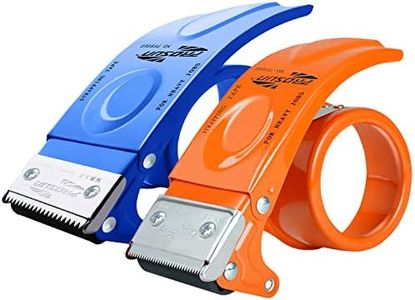 PROSUN 2 Pack Metal Packing Tape Dispenser Gun: 2-inch Wide Tape dispensers/3-Inch Inner Paper Core(2" Orange+2" White)