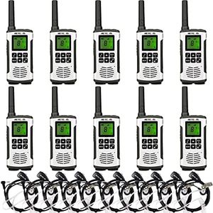 Retevis RT45 Two Way Radio with Earpiece,Rechargeable Walkie Talkies Long Range, Dual Watch Flashlight Call Tone VOX,for Business School Mall(10 Pack)