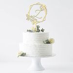 BESTORLOVE Rustic Wedding Cake Topper, Initials Z Cake Topper, Monogram Z Cake Topper, Wreath Letter Z Cake Topper, Mirror Gold Engagement Anniversary Festival Party Cake Decor