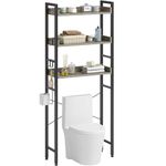 Rolanstar Over The Toilet Storage Rack, 3-Tier Bathroom Space Saver with Shelves & Hooks, Bathroom Organizer for Bathroom, Washroom, Grey