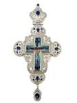 Nazareth Store Silver Plated Pectoral Cross Multi Zircons Crystallized Elements Christian Priest Bishop Large Crucifix Pendant with Necklace 24", 23 inches, Glass, No Gemstone
