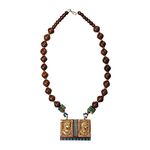 ExclusiveLane Bib Necklace for Women (Pendant: Multicoloured, Beads: Brown) (EL-031-036)