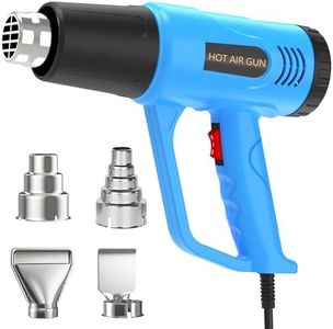 Heat Gun With 4 Nozzles For Shrink Tubing,1600W Hot Air Gun, Stepless Adjustment 122°F To 1202°F Dual Airflow, Compact Design, Wrap, Crafts,Resin