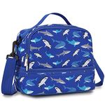 Lunch Bag for Boys, Insulated Lunch Box Cute Thermal Lunch Tote Bag with Dual Compartment and Removable Shoulder Strap,Blue Shark VONXURY